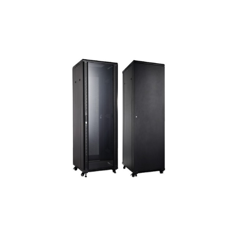 UPTEC - Baie 19 18U 600x600 charge 400kg porte AV vitrée AR pleine