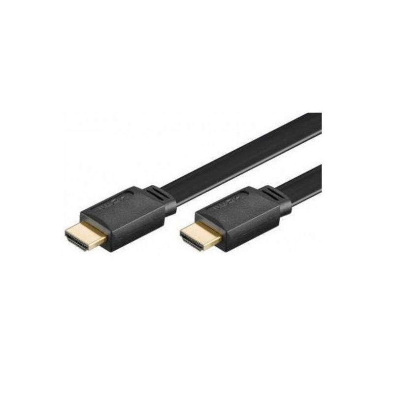 Neklan Cordon HDMI Plat 1.4 Contact Or M / M AWG28 Noir 5 m