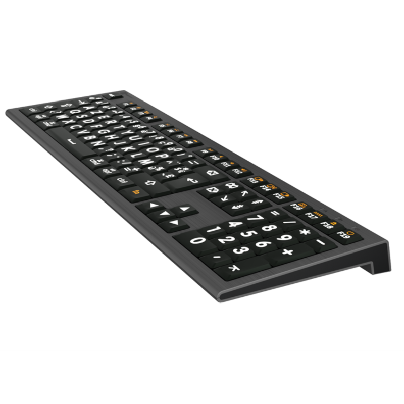 LogicKb Clavier XLPrint Astra2 rétroéclairé Lettre Blanc/Fond NoirMac