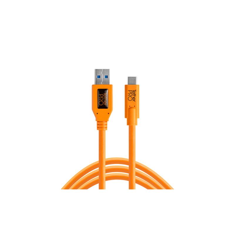 TetherPro USB 3.0 to USB-C, 15' (4.6m), High-Visibility Orange