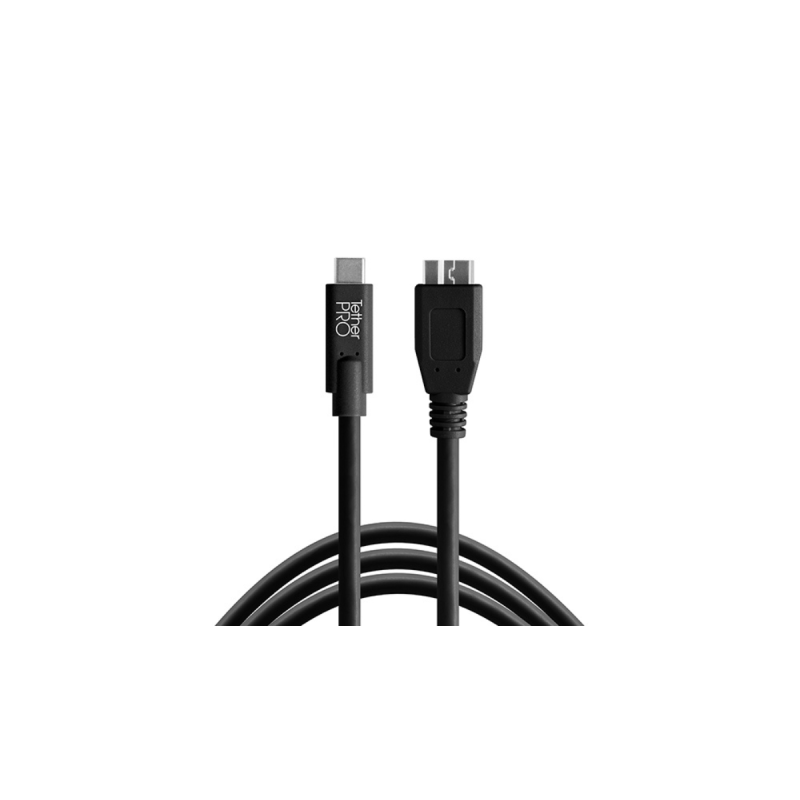 TetherPro USB-C to 3.0 Micro-B, 15' (4.6m), Black