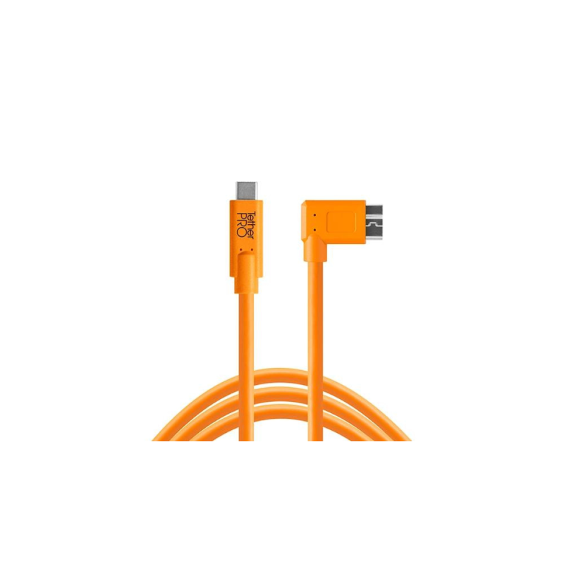 TetherPro USB-C to 3.0 Micro-B Right Angle, 4.6m Orange