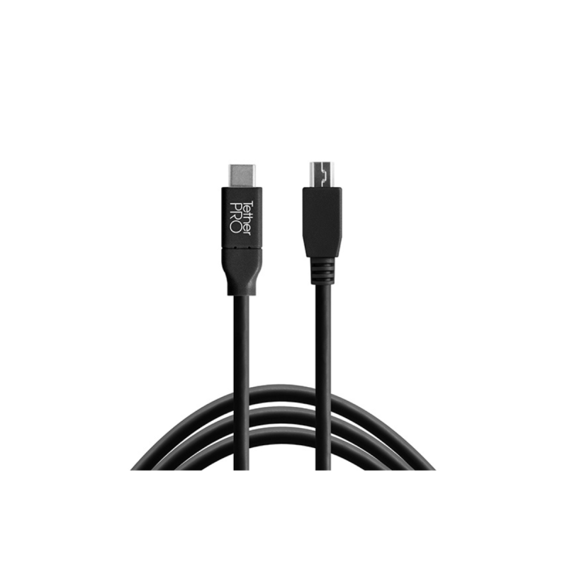 TetherPro USB-C to 2.0 Mini-B 5-Pin, 15' (4.6m), Black