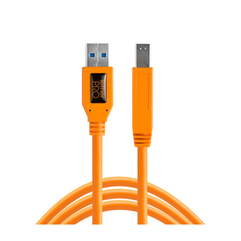 TetherPro USB 3.0 to Male B, 15' (4.6m), High-Visibility Orange