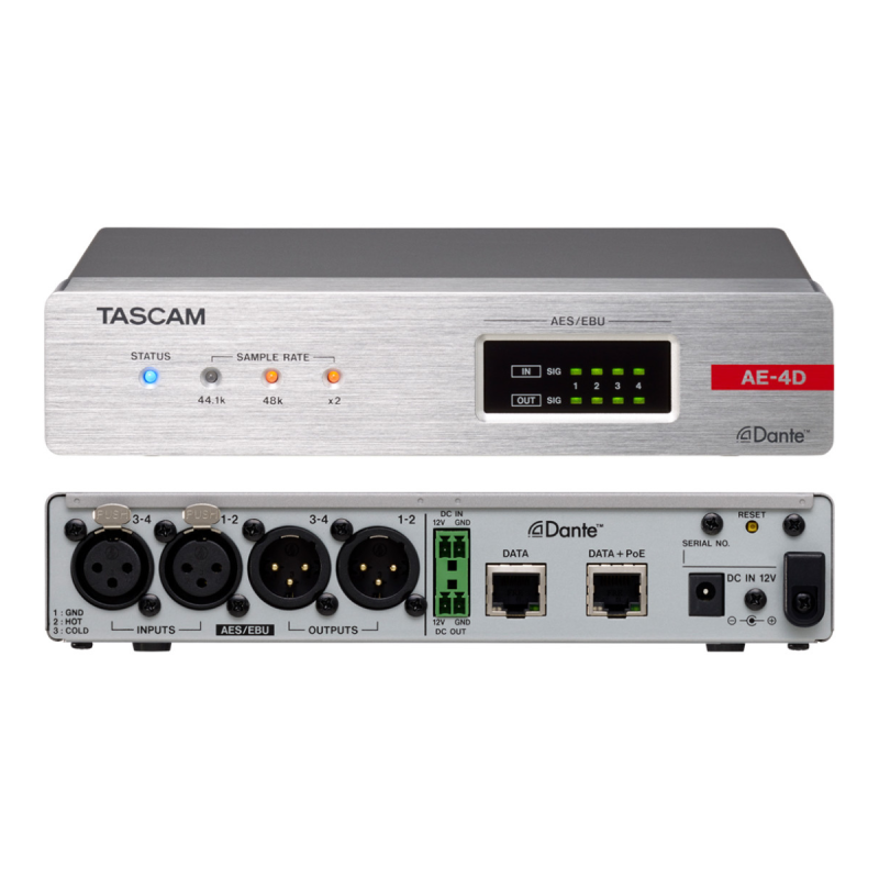Tascam AE-4D Convertisseur DANTE AES/EBU