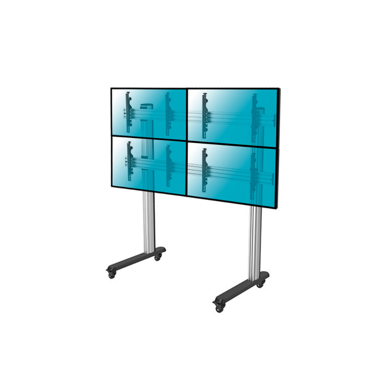 Kimex Support sur pieds mur images 4 écrans TV 45-55" H175cm à visser