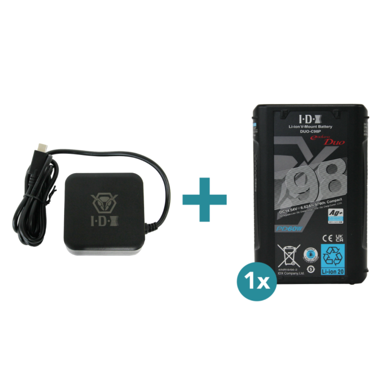 IDX Kit composé de 1 batterie DUO-C98P + 1 chargeur USB UC-PD1