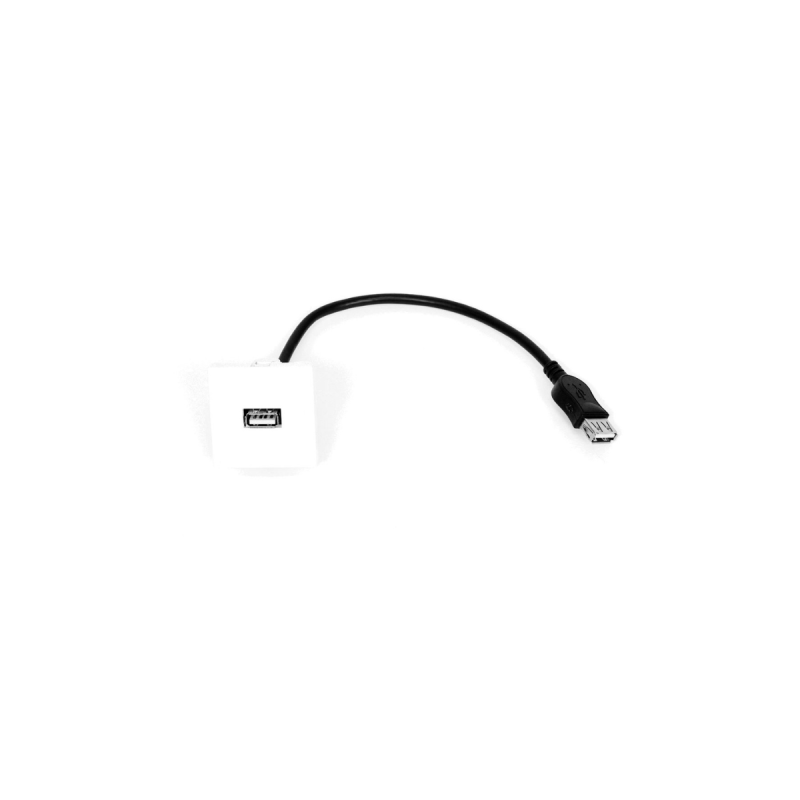 Kimex Plastron 45x45mm USB type A + câble  0,2m