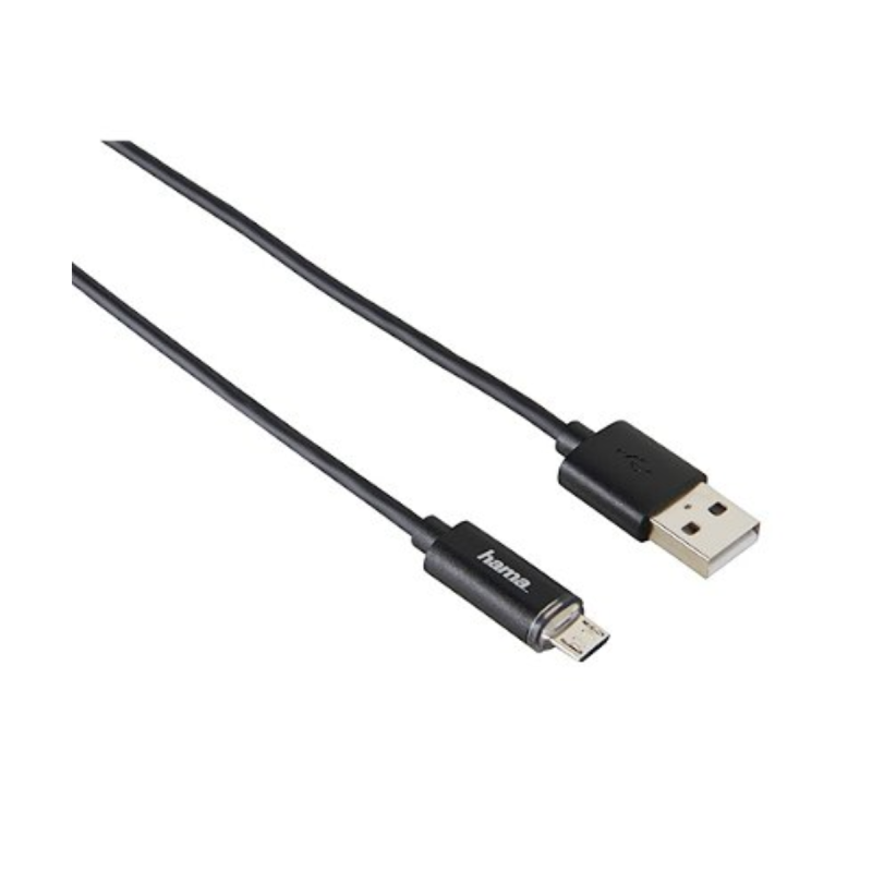 Hama Cable Usb 2.0 A/C +Led Noir 1,00M