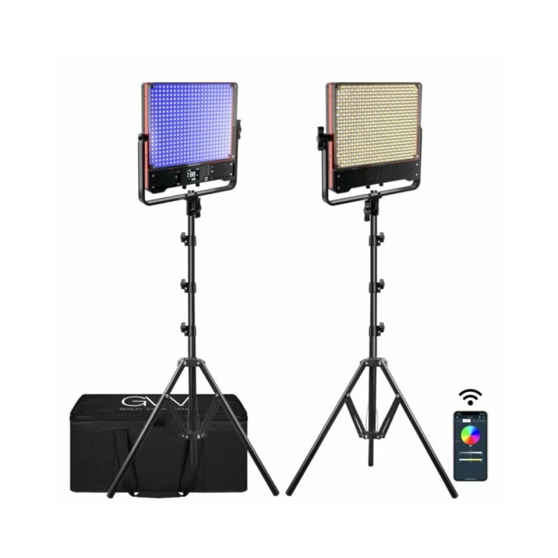 GVM Kit de 2 Panneaux LED Double Face Bicolore RGB GVM-50SM