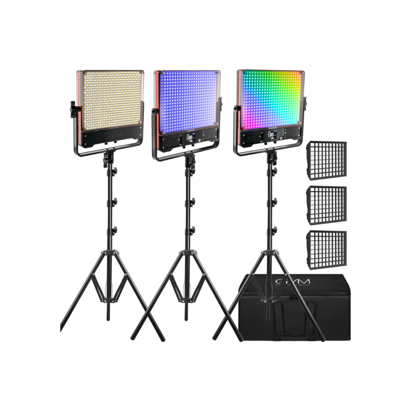 GVM Kit de 3 Panneaux LED Double Face Bicolore RGB GVM-50SM