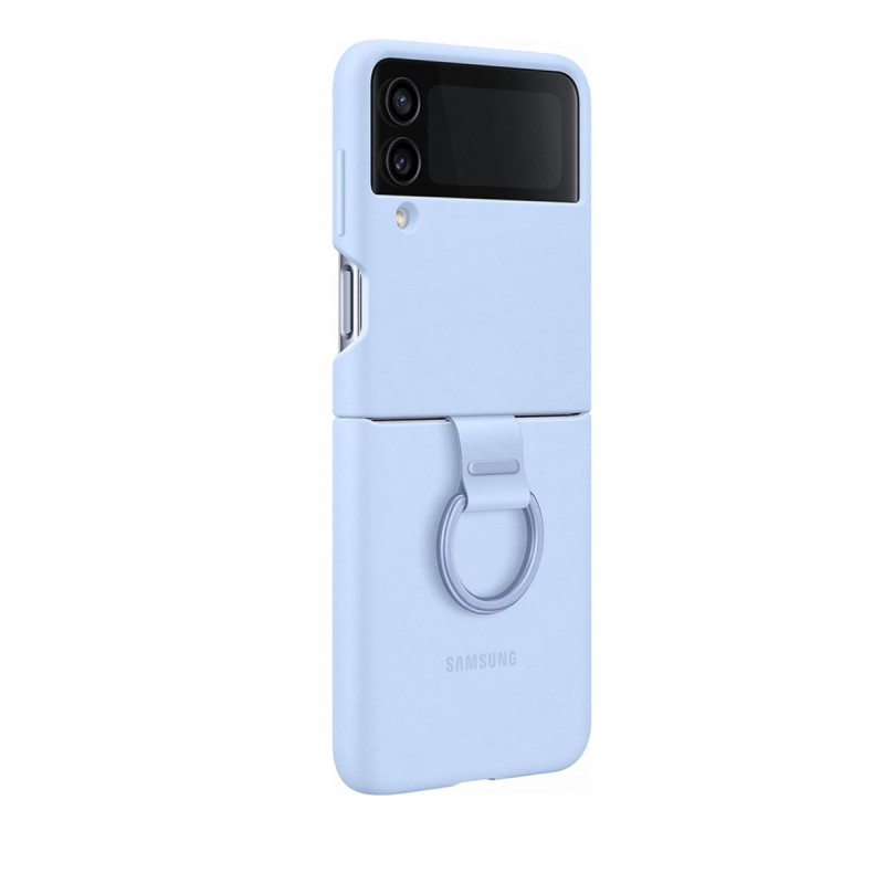 Samsung Galaxy Z Flip4 Coque Silicone Bleu Clair avec Anneau
