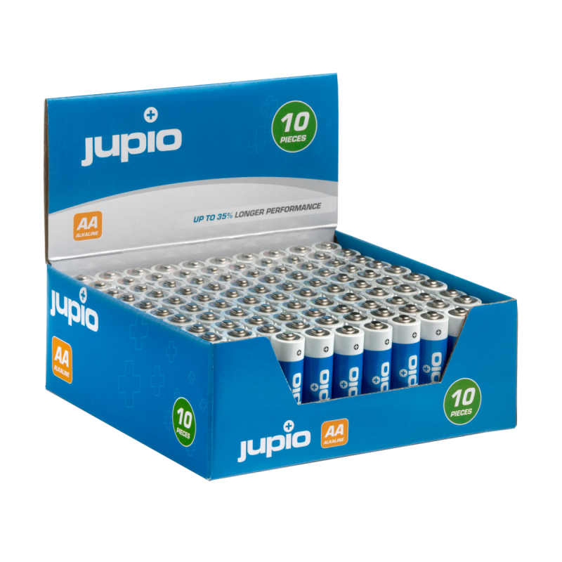 Jupio Alkaline AA Batteries Display Box 10 x 10 Pack (100 pcs)