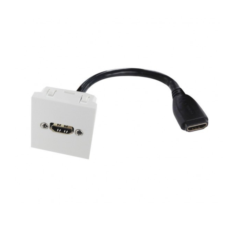 Neklan Plastron 45x45 HDMI 2.0 F/F - Coudé 60° - AWG26 - 0.20m