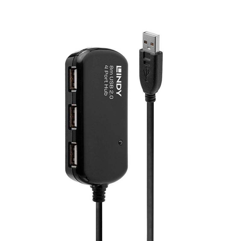 Lindy Rallonge active USB 2.0 Pro avec Hub 4 ports, 8m