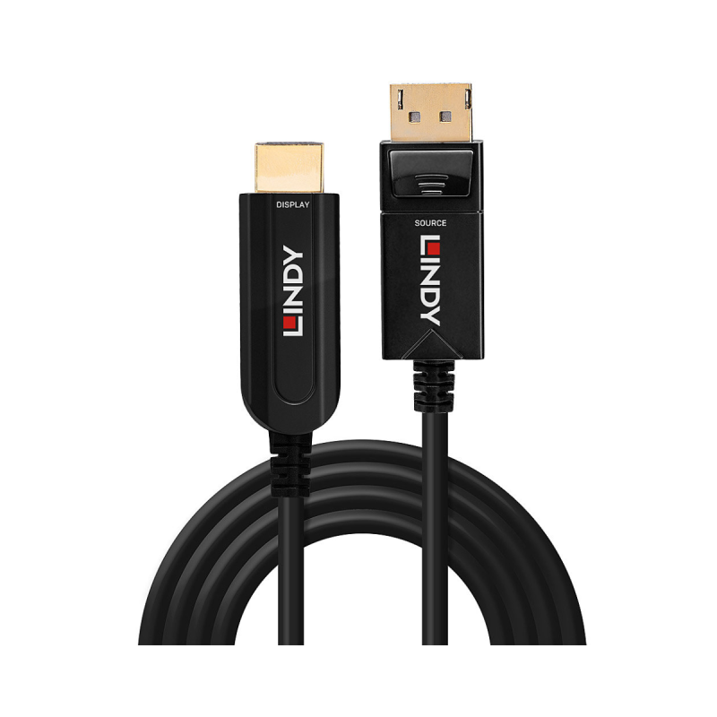 Lindy Câble Hybride Fibre Optique DisplayPort 1.2 vers HDMI 18G, 30m