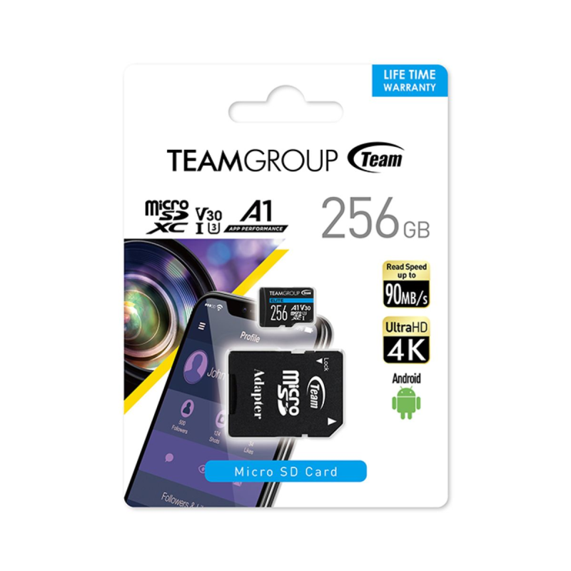 Team Group ELITE A1 V30 Micro SDXC Avec adaptateur 256Go