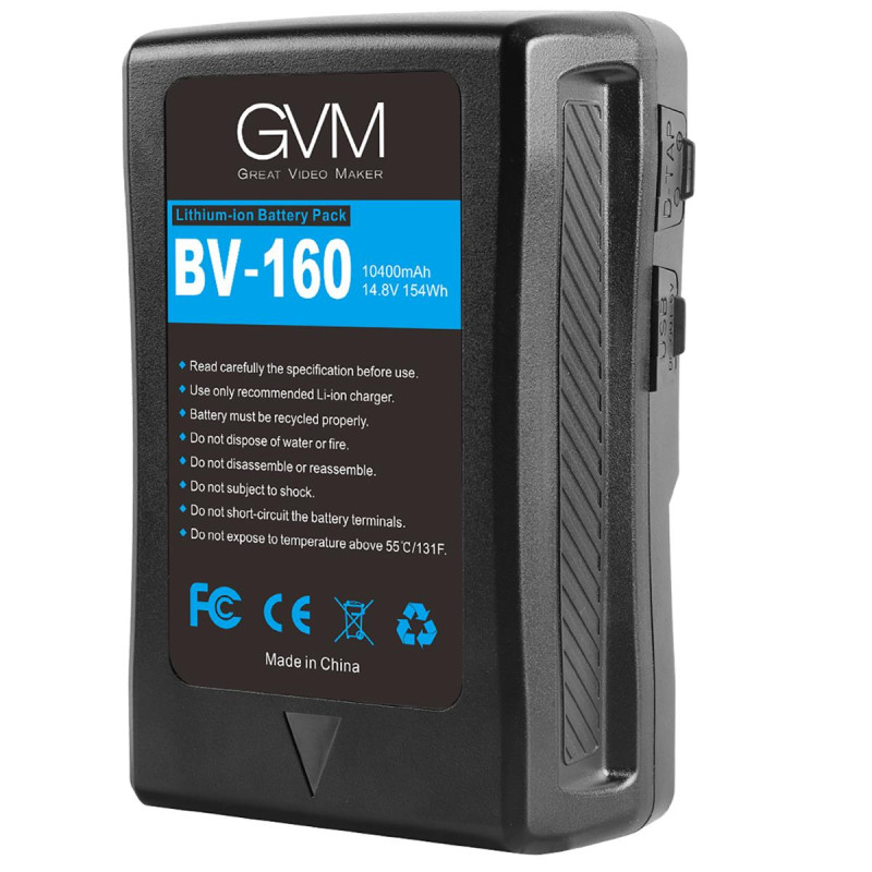 GVM Batterie BV-160 160Wh 14.8V 10400mAh Lithium-Ion V-Mount D-Tap DC