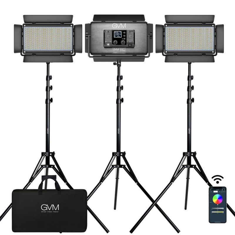 GVM Kit de 3 Panneaux LED Bicolores RGB GVM-1500D