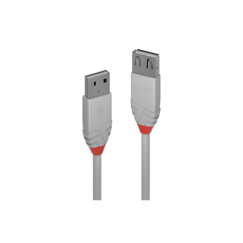 Lindy Rallonge USB 2.0 type A, Anthra Line, Gris, 0.5m