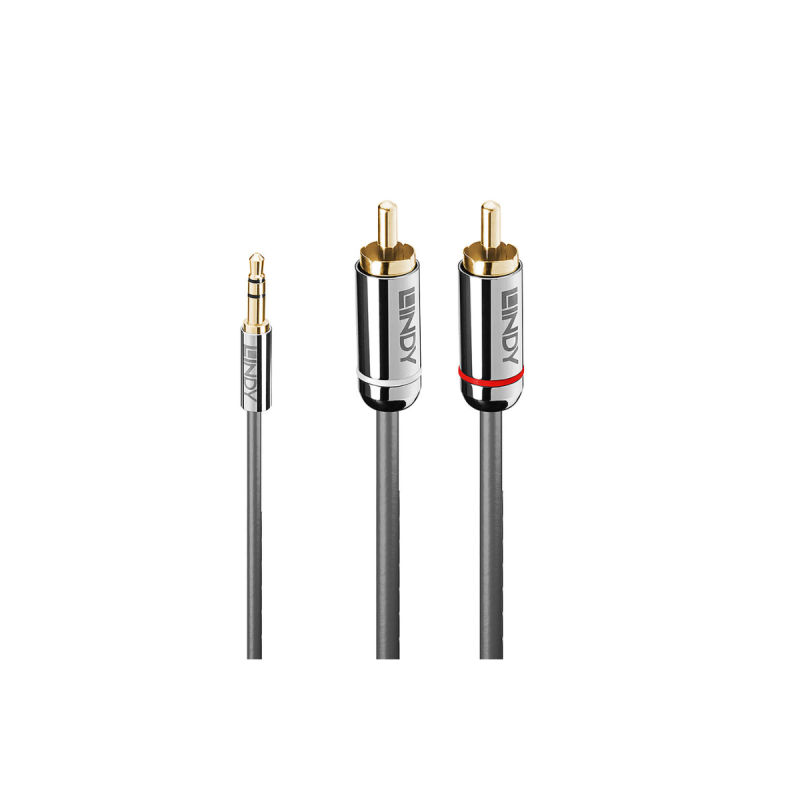 Lindy Câble audio Premium 2x RCA (Cinch) mâle vers jack 3,5mm mâle 1m