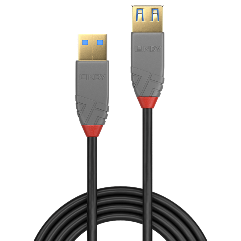 Lindy Rallonge USB 3.2 type A, 5Gbit/s, Anthra Line, 1m