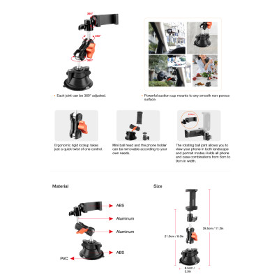 Tilta Support à ventouse Kit de montage universel pour caméra d