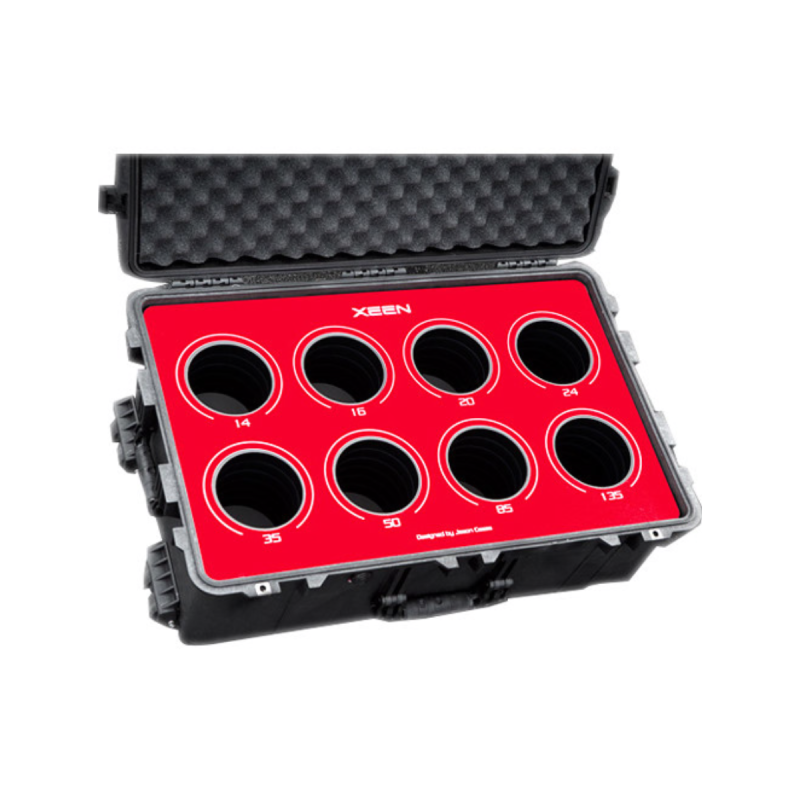 Jason Cases Valise pour Rokinon XEEN 8-lens (RED overlay)