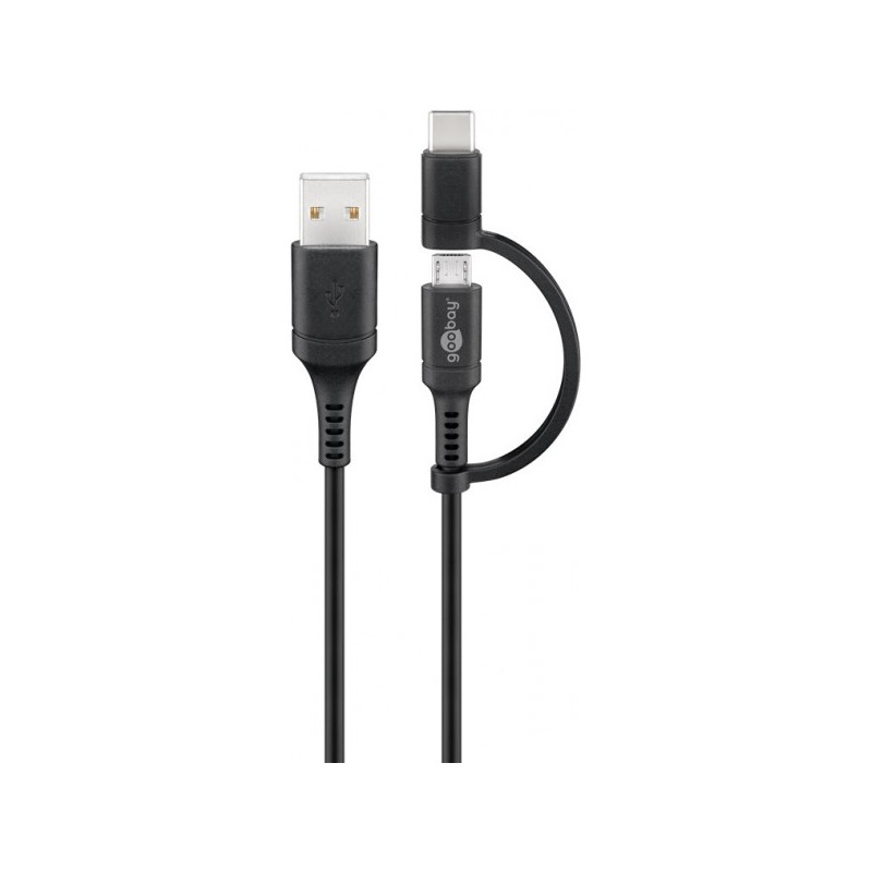 Goobay Câble USB A vers micro USB avec adaptateur USB Type-C (1m)