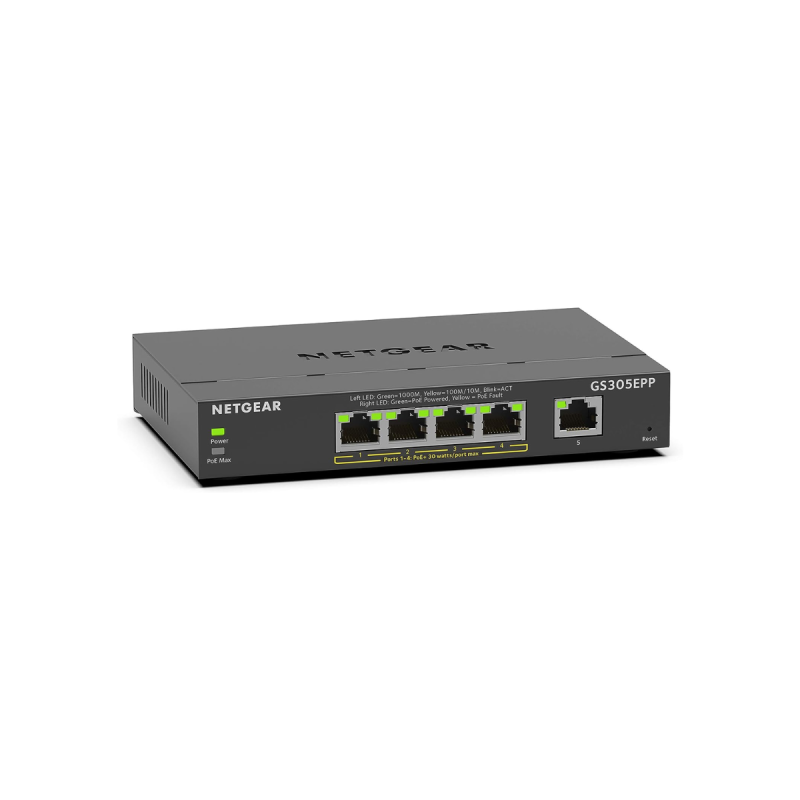 Netgear Switch Smart Manageable 5 port Gigabit 10/100/1000Mbps 4 poE+