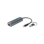 D-Link Hub USB/USB-C 4-en-1 vers Gb Ethernet avec 3x USB 3.0