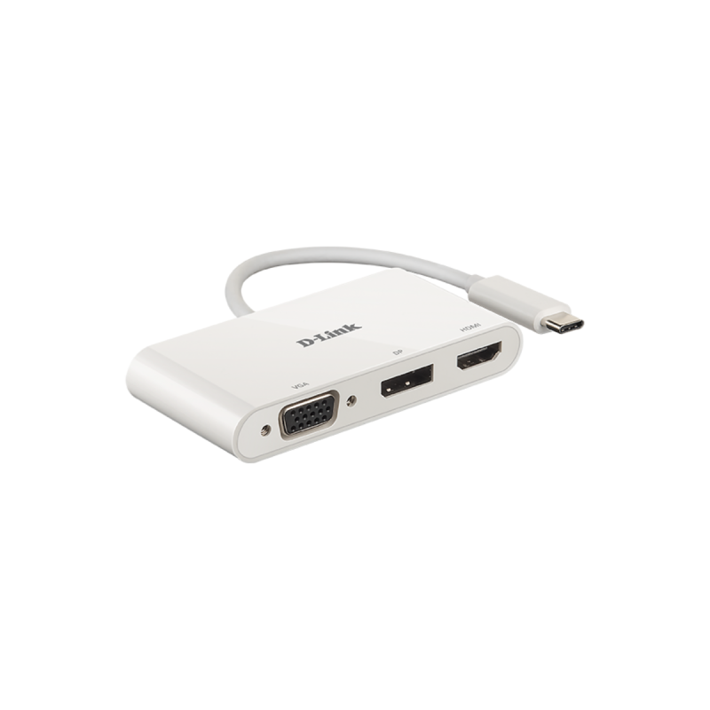 D-Link Adaptateur USB 3-en-1 USB-C vers HDMI/VGA/DisplayPort