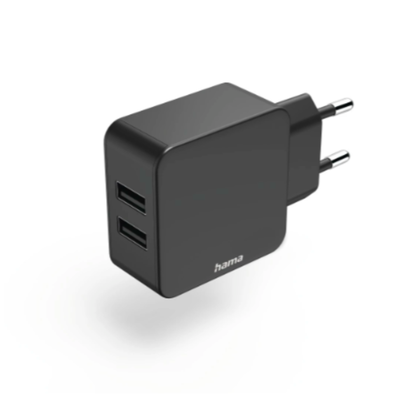 Hama Chargeur double bloc secteur USB-A 2,4 A adapt. univ. 12 W noir
