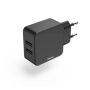 Hama Chargeur double bloc secteur USB-A 2,4 A adapt. univ. 12 W noir