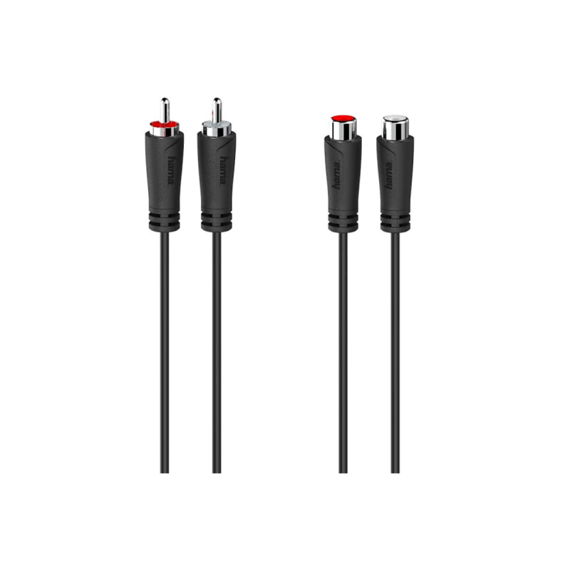 Hama Rallonge audio, 2 fiches RCA mâles - 2 fiches RCA fem., 5,0 m