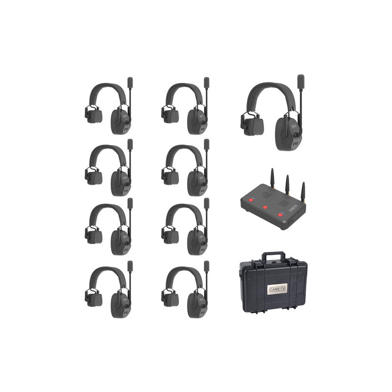 CAME-TV KUMINIK8 Duplex Digital Wireless Headset 450M Dual Ear 9 Pack