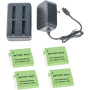 Came-TV Quad USB Charger with AC Power Supply 4 NB-6L Style Batteries