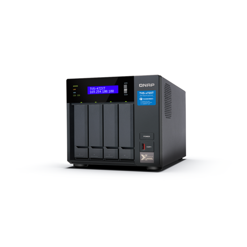 QNAP Tour TVS-472XT-PT-4G 56TB (4x14TB) 10GbE&TBT3 IronWolf Pro NAS