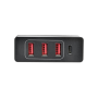 Eaton 4-Port USB-C Charger, 72W, 1x USB-C PD Port (60W) and 3x USB-A