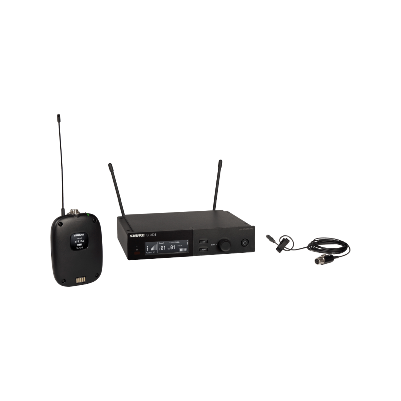 Shure Pack sans fil émetteur SLXD14E, micro cravate DL4B, 562-606MHz