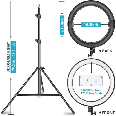 Instarter Rgb Anneau Lumineux Sur Pied Noir 180° Ring Light Bicolore 61 W Lampe Led Circulaire Éclairage Annulaire Su... à Prix