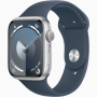 Apple Watch Series9 Cell 45mm Silver Alu Storm Blue Sp Bnd M