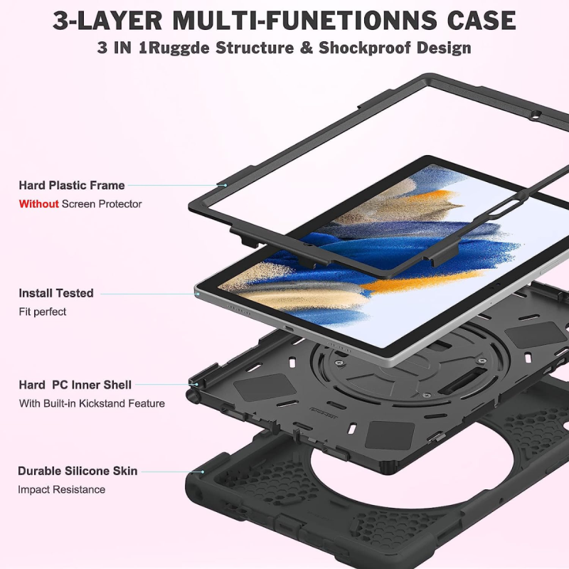 WE Etui antichocs pour Samsung Galaxy Tab A8 10.5 poignée rotative