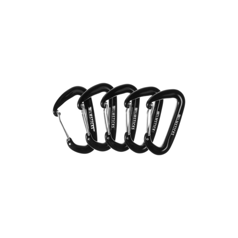 Filmsticks Wire Gate Carabiner in Black (Pack of 5)