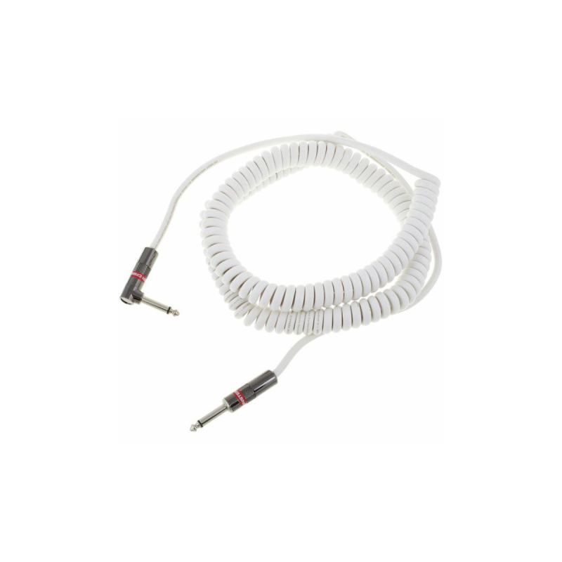 Monster Prolink Classic - câble à spirale jack droit-jack coudé blanc