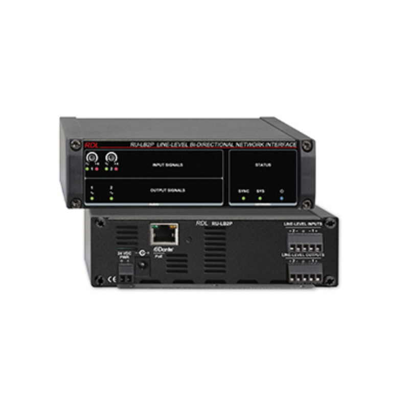 RDL Interface bidirect. réseau Dante-audio niv. Ligne, PoE RU-LB2P