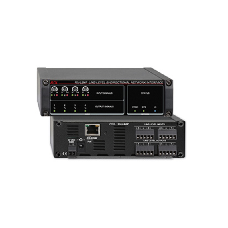 RDL Interface bidirect. réseau Dante-audio niv. Ligne, PoE RU-LB4P