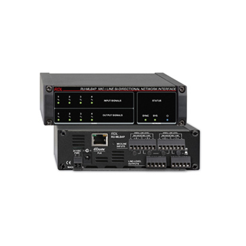 RDL Interface bidirect. réseau Dante-audio niv. Ligne, PoE RU-MLB4P