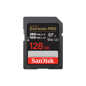 Sandisk Carte SDXC Extreme Pro 128GB 280MB/s V60, UHS-II, U3 Class 10