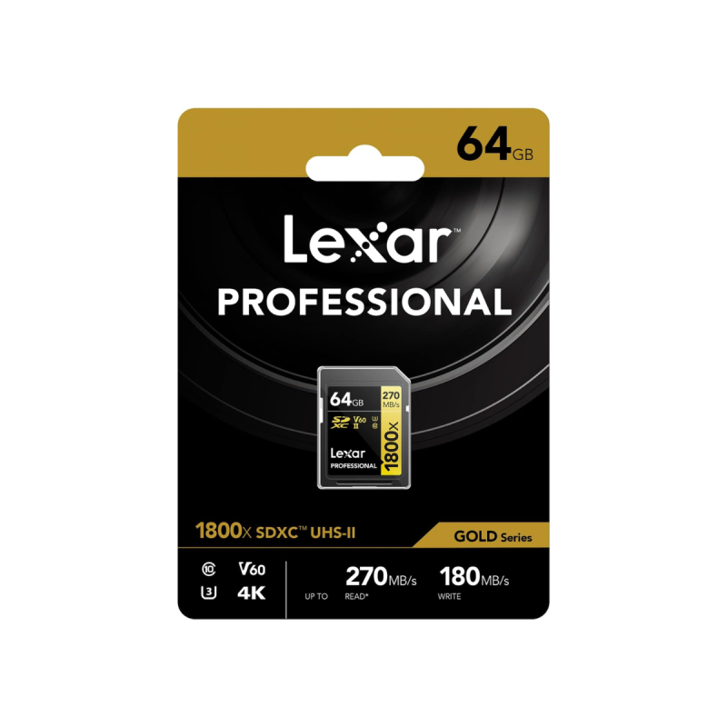 Lexar SD Pro Gold Series UHS-II 1800x 64GB V60 - 2PACK